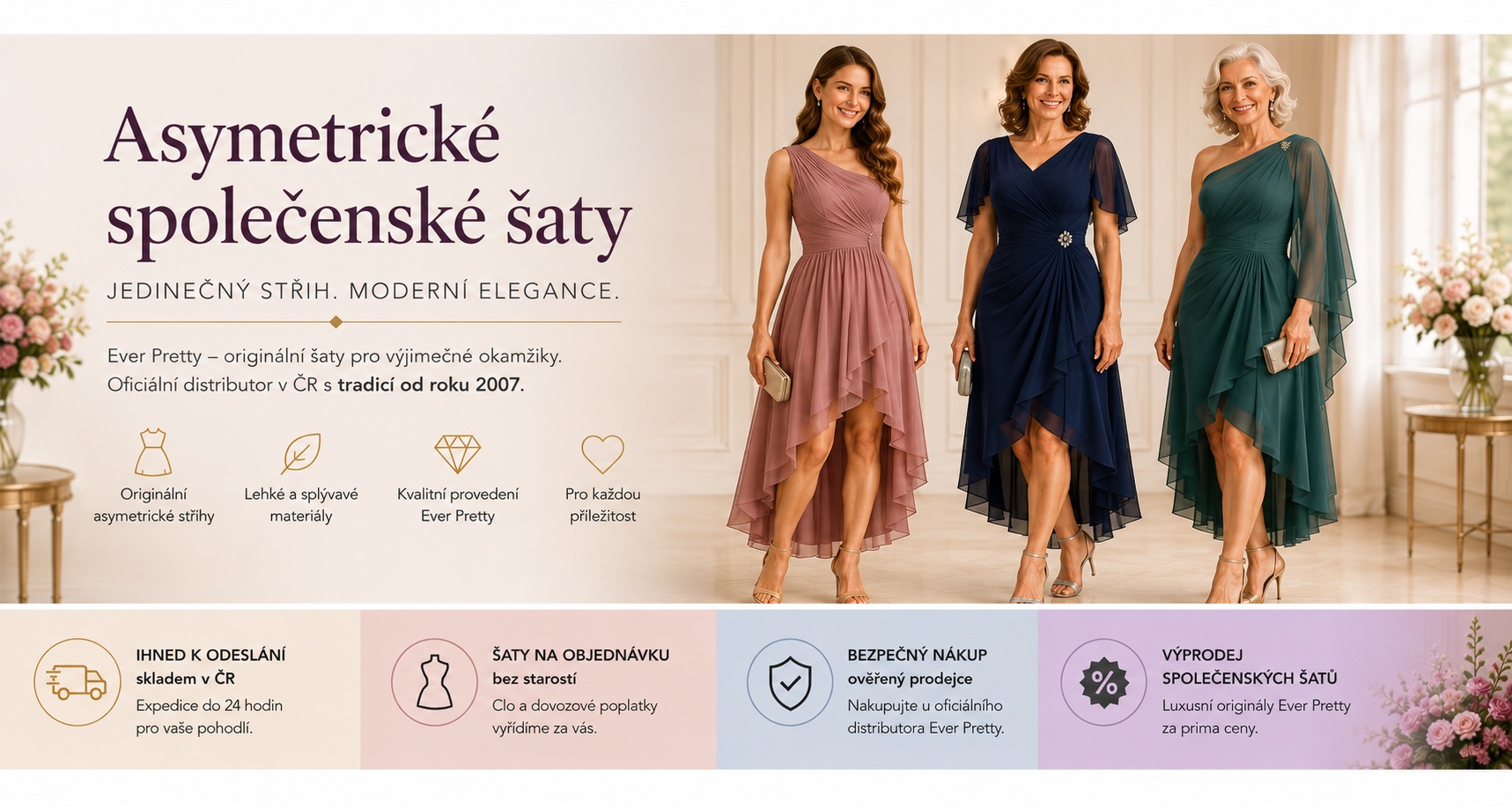 Asymetrické společenské šaty MODION distributor značky Ever Pretty_1